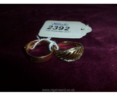 A 9ct Gold Signet Ring (very worn) and a 9ct Gold openwork Ring