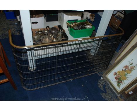 A Brass topped Fireguard with iron bars
