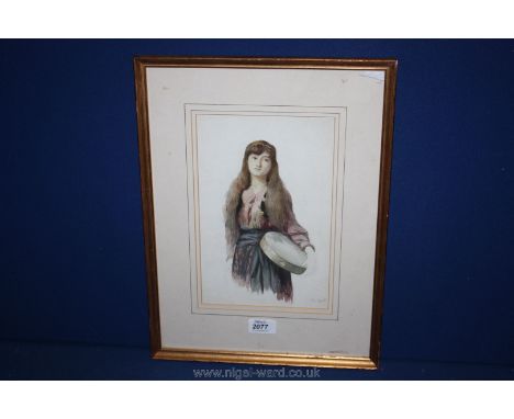 A Portrait of a peasant girl signed A.A. Hunt (Arthur Ackland Hunt)