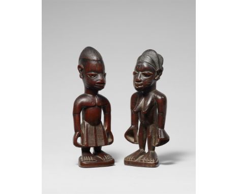 PAIR OF YORUBA TWIN FIGURES, ibejiCf. Stoll, M. and G., "Ibeji: Twin figures of the Yoruba", Munich, 1980, p.124, fig.2122 an