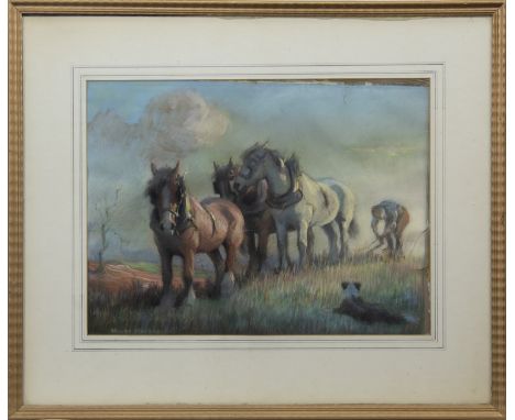 * MAUDE MARSHALL (BRITISH 1877 - 1967), IN THE FIELDS pastel on paper, signed 38cm x 51cm Mounted, framed and under glass. La