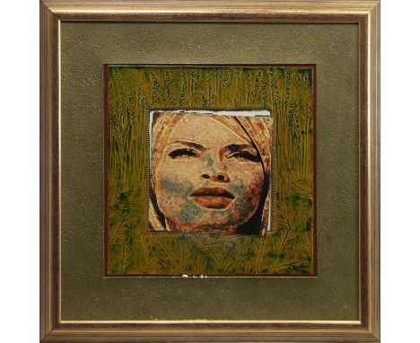 * ED SMITH, DAWN ceramic tile, signed, titled and further signed verso 36cm x 36cm Mounted, framed and under glass.