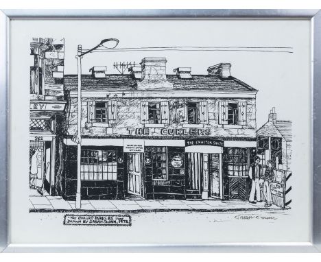 SARAH SWAIN, CURLERS REST print on paper, signed 31cm x 42cm Framed and under glass.