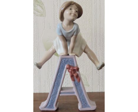 Lladro glazed ceramic figure - School Girl Vowel A. Approx. 21.5cms H

reasonable used condition 