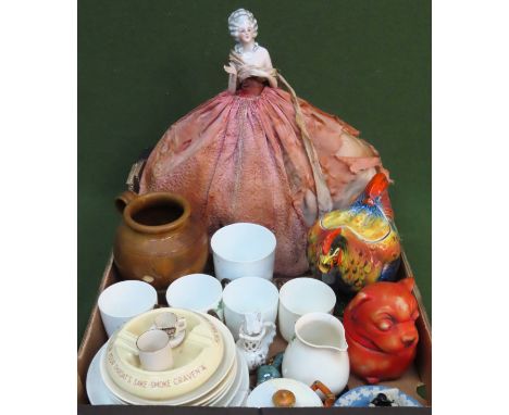 Mixed lot including ceramic rooster teapot, tea cosy, Victorian teaware etc

All in used condition, unchecked 