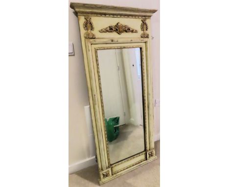20th century large carved and bevelled decorative hall mirror. Approx. 136 x 66cm Reasonable used condition