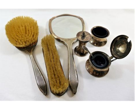 A silver three piece cruet, Birmingham 1887, of waisted form, with spoon and liners, combined weight of silver 2.46ozt, 76.7g