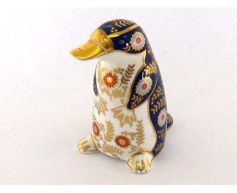 A Royal Crown Derby Platypus. Gold Button, red factory mark, numbered LII 