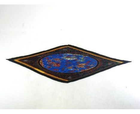 Hermes, 'Plisse', a pleated silk scarf, with black and blue ground, and atlas design, 128cm long from point to point, in orig