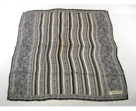 Jean Patou, Paris, a black and white and paisley print silk scarf, 90 x 90cm 