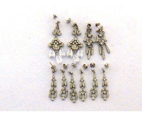 A collection of rhodium plated silver and crystal set chandelier earrings by Andrew Prince, various designs (5)Andrew Prince 