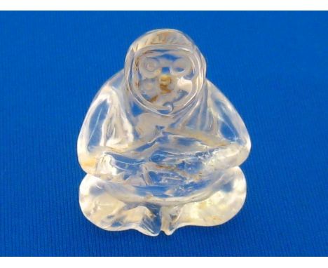 A Chinese rock crystal carved netsuke of a monkey, 19th/20th century, 4cm high 