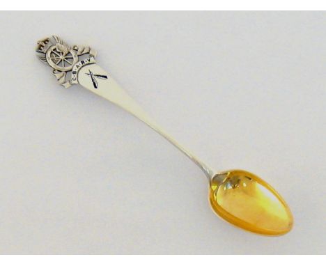 Railway and Military Interest. A silver pre  WW I shooting prize spoon  bearing enamelled crossed rifles beneath the badge of