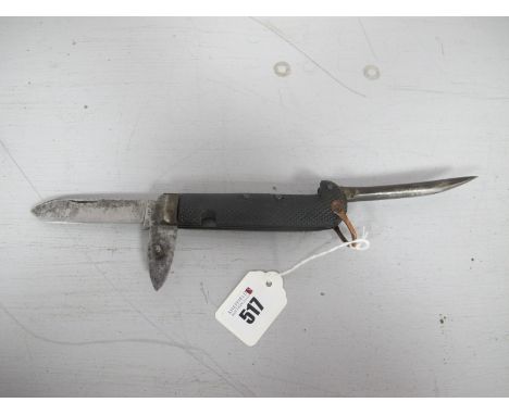 WWI British Army Jack Knife, unclear maker mark on ricasso, manufactured in Sheffield.