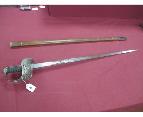 WWI Era 1897 Pattern British Army Sword George V Royal Cypher to the Guard, shagreen wired grip and etched decorative scrolls