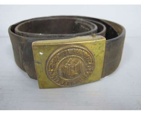 A WWII German Army Heer Leather Belt with Metal Buckle.