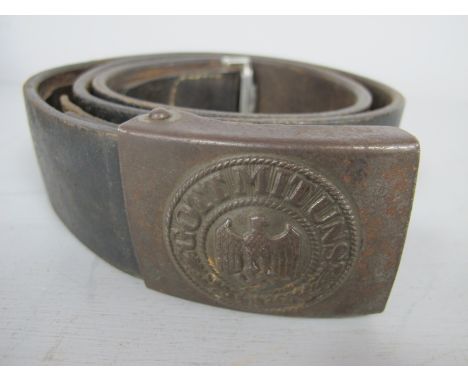 A WWII German Army Heer Leather Belt with Metal Buckle.