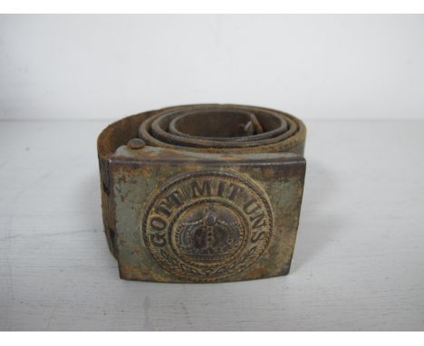 A WWI Imperial German Army Leather Belt and Metal Belt Buckle.
