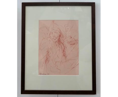Peter Howson, O.B.E. (Scottish, b. 1958):Religious study, red chalk, signed & dated '07, 30 x 22 cm