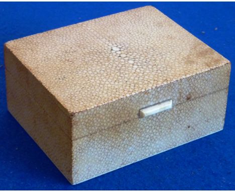 An Art Deco period maple lined shagreen Cigarette Box, 12.5cm wide (for cleaning and restoration) 