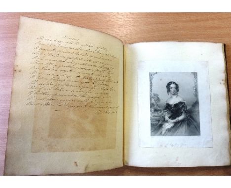 A 19th Century gilt tooled leather bound Scrap Book belonging to Sarah J. Robinson containing a fascinating collection of col