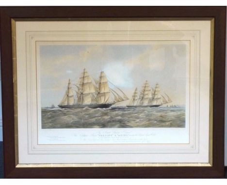 A 19th Century style marine Lithograph after T G Dutton, "The Great China Race, The Clipper Ships, Taeping and Ariel on Their