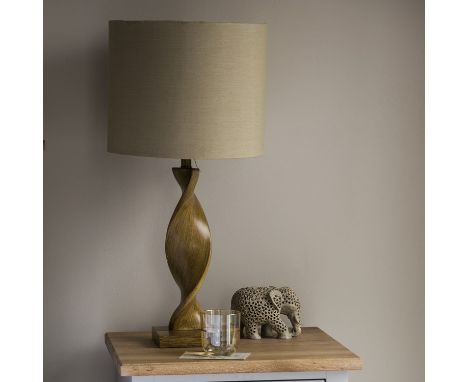 { Option of lots:  317 } Argenta Table Lamp Sleek spiral table lamp in a neutral, light wood finish with a fabric shade. 60W 