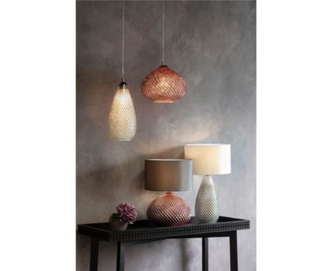 Livia Pendant Light Silver Mercury Highly decorative copper and or chrome plated 'mercury' glass pendant and table light with