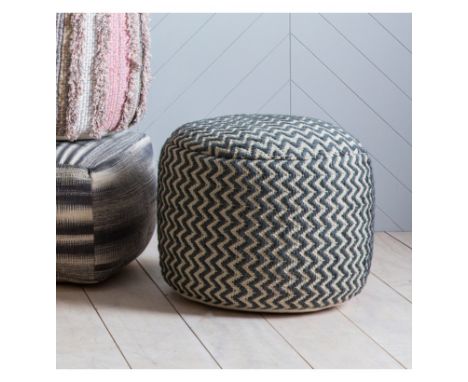 Kiruna Pouffe Grey Practical and stylish, this textured monochrome pouffe features a bold zig zag design 500x500x400mm (23651