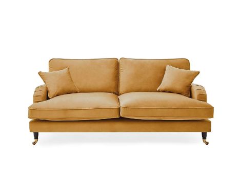 Bude 4 Seater Golden Ochre Velvet Sofa Immerse Yourself In Vintage Opulence. Designed With An Emphasis On Luxury And A Relaxe