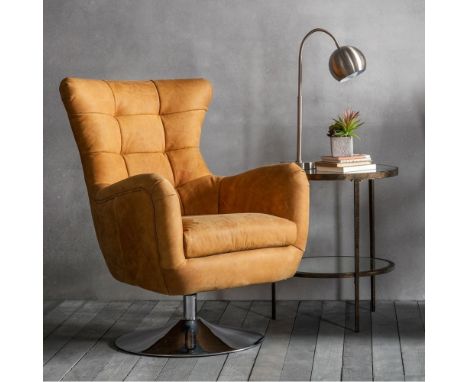 { Option of lots:  487, 488 } Clearwell Swivel Chair Tan Nubuck Leather Sink into our comfortable Clearwell Occasional Chair 