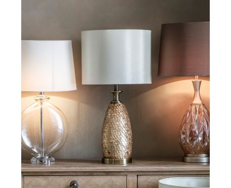 { Option of lots:  886, 887 } Mowbray Table Lamp This stylish and unique table lamp has intricate metal detailing and fabric 