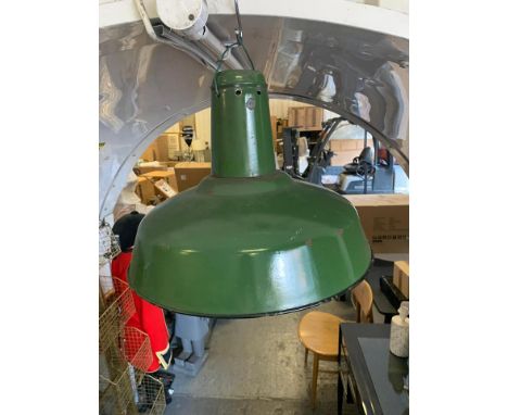 Pendant oversized vintage industrial green enamel factory pendant light 40 x 34cm