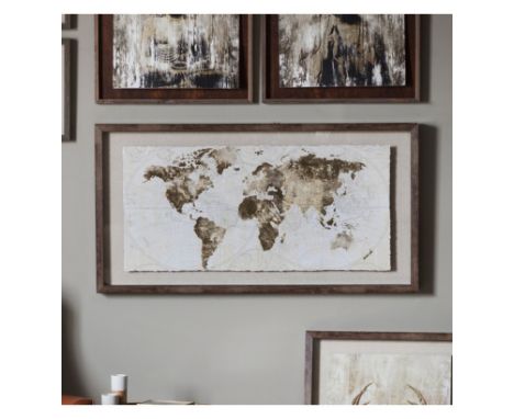 Wall Art  Gold Foil World Map Framed Art 540 x 42 x 1040mm A timeless classic vintage style world map print with gold foil de