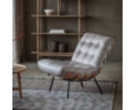 { Option of lots:  1019, 1020 } Riccia lounge chair a stunning  lounger chair in beautiful full grain grey leather with butto
