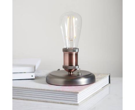 Hal Base Table Lamp Industrial Style Finished in aged pewter and aged copper, making it bang up to date with on-trend 'resto'