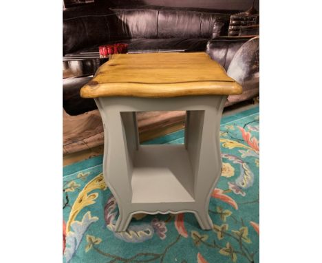 Babette Lamp Table French Grey Painted With Natural Wood Top 40 X 40 X 60cm ( Loc Pp209 - TOMA4)