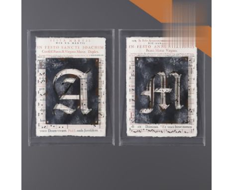 Davys Letters Composition Letters A and M  (Set Of 2) A Set Of 2 Acrylic  Showcases Containing Compositions Created By The Ar