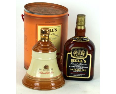 1 bottle Bells 20 yo Royal Reserve Whisky (from 1970's)together with 1 half bottle Bells ceramic Decanter in original present