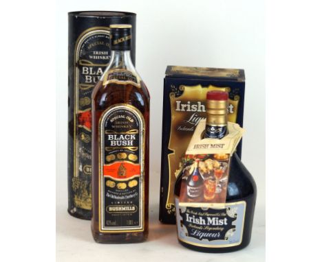 2 bottles Irish Whisky and Irish Mist Liqueur from 1980's comprising
1 litre bottle Bushmills “Black Bush” 'Special Old' Iris