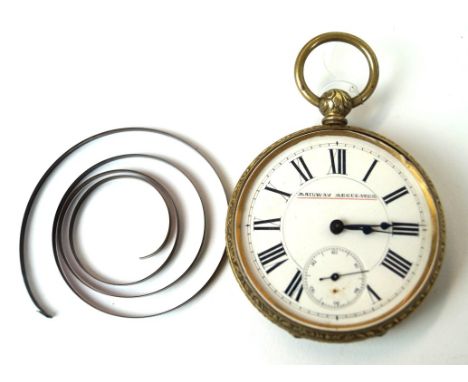 An early 20th Century brass cased Goliath watch
The white enamel dial marked Railway Regulator, with Roman numerals and subsi