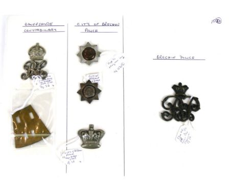 An extremely rare City of Brechin Police cap badge, mid 19th Century 
Badge with a central button to give a domed effect (Ref