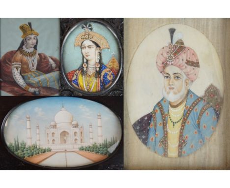 A collection of North Indian paintings and prints, circa 1880-1910 
To include a portrait miniature painted with depiction of