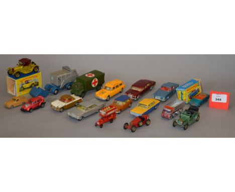 A mixed group of diecast models, mostly unboxed, by Dinky, Corgi, Matchbox and Budgie together with a boxed Matchbox 'Superfa