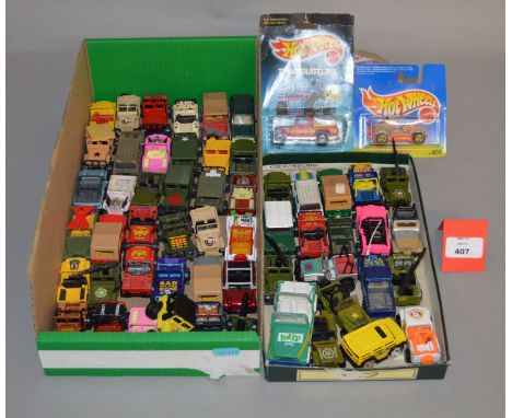 A selection of  unboxed playworn miniature diecast metal and plastic Jeep models, mostly in miniature scale,  by Matchbox, Ho