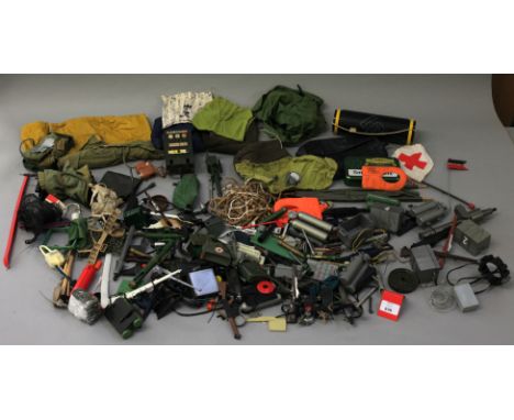 An excellent quantity of Palitoy Action Man accessories, including weapons, camping equipment, etc. 
