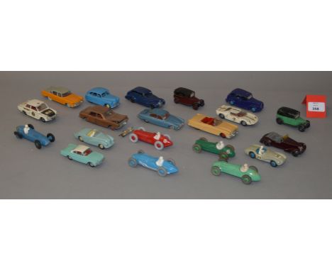 A small quantity of unboxed playworn Dinky Toys diecast model cars including 143 Ford Capri and 233 Cooper Bristol, some with