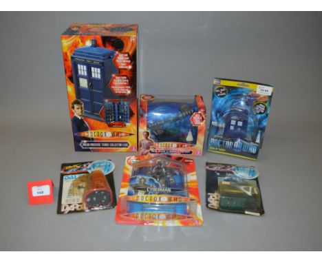 Quantity of Doctor Who toys: Dapol Dalek; Dapol K-9; Character Micro-Universe TARDIS Collector Case; Character SS Madame De P