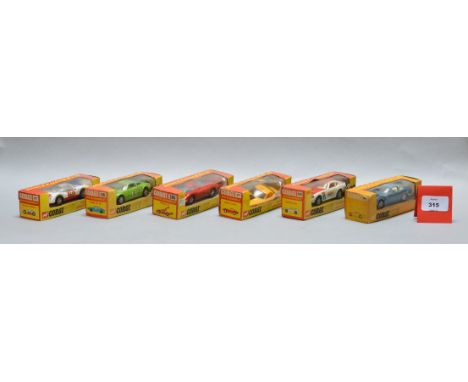 Six boxed Corgi Toys 'Whizzwheels' diecast model cars, 301, 316 Ford GT 70, 371, 377, 385 and 396 Datsun 240Z. Overall models