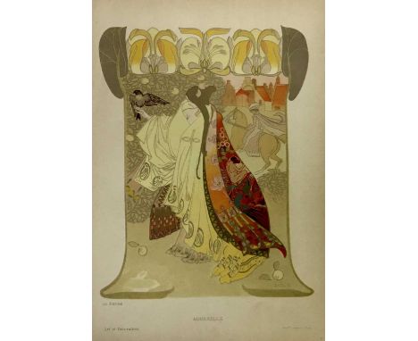 Georges De Feure, 1868-1943. Art Nouveau lithograph, “Aquarelle”. Lemereier, Paris, 28.5cm x 19cm, unframed